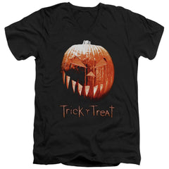 Trick R Treat Pumpkin Men's 30/1 Cotton Slim V-Neck T-Shirt