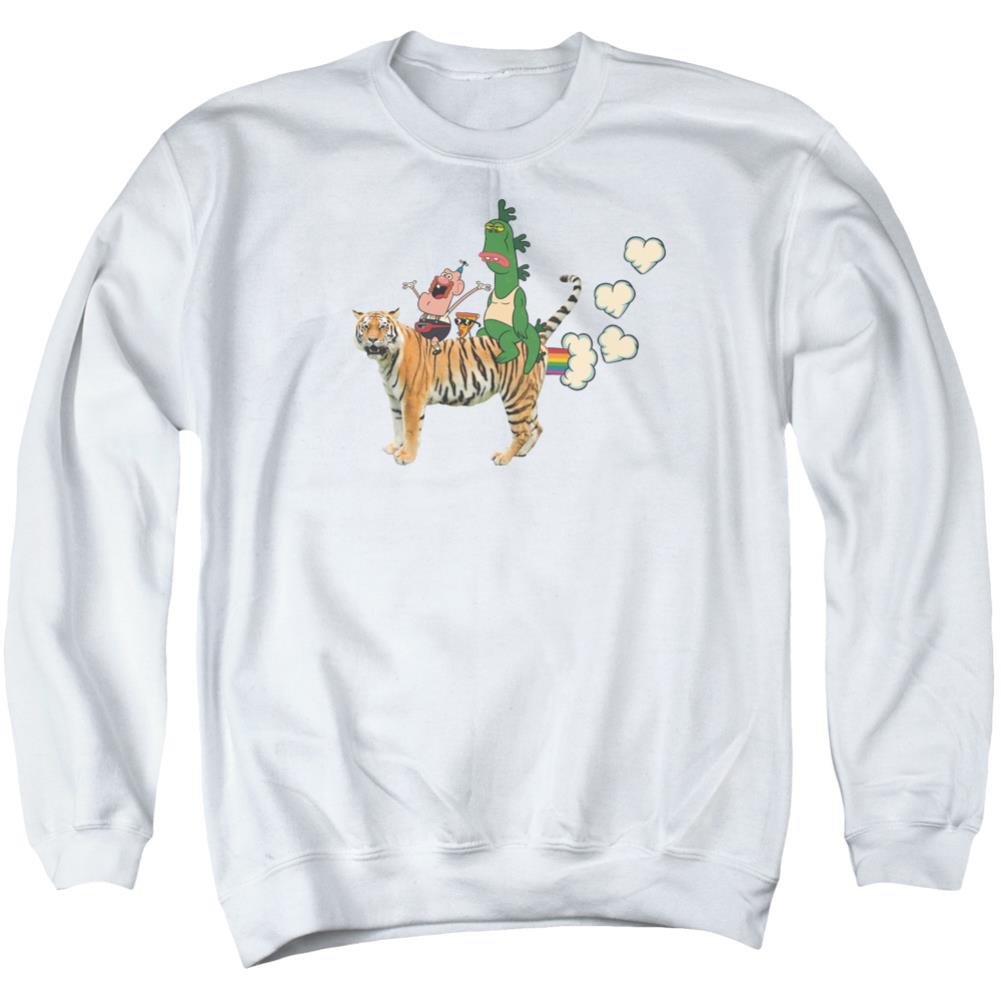 Uncle Grandpa Fart Hearts Men's Crewneck 50 50 Poly Long-Sleeve T-Shirt