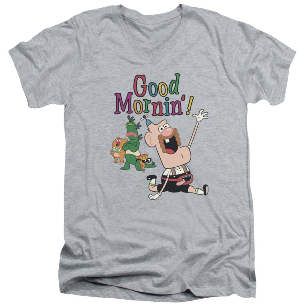 Uncle Grandpa Good Mornin Men's 30/1 Cotton Slim V-Neck T-Shirt