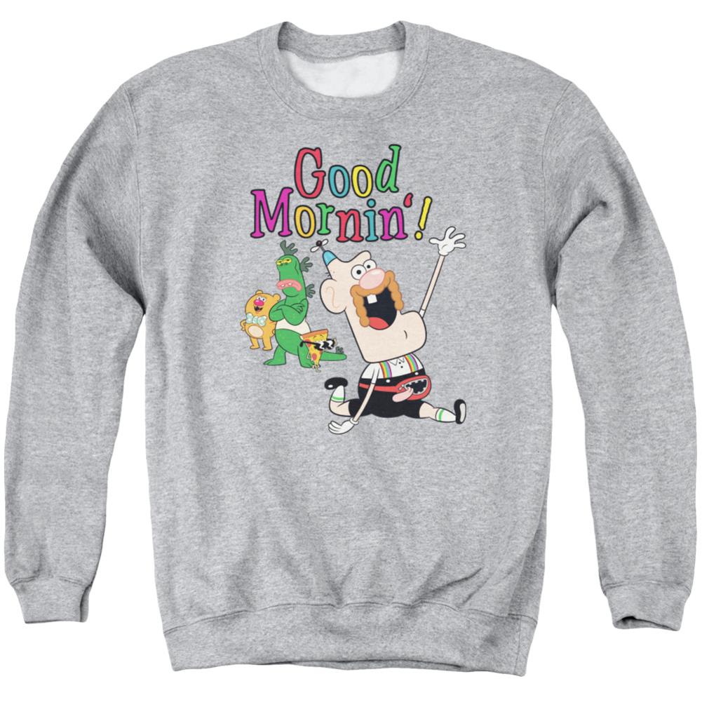 Uncle Grandpa Good Mornin Men's Crewneck 50 50 Poly Long-Sleeve T-Shirt