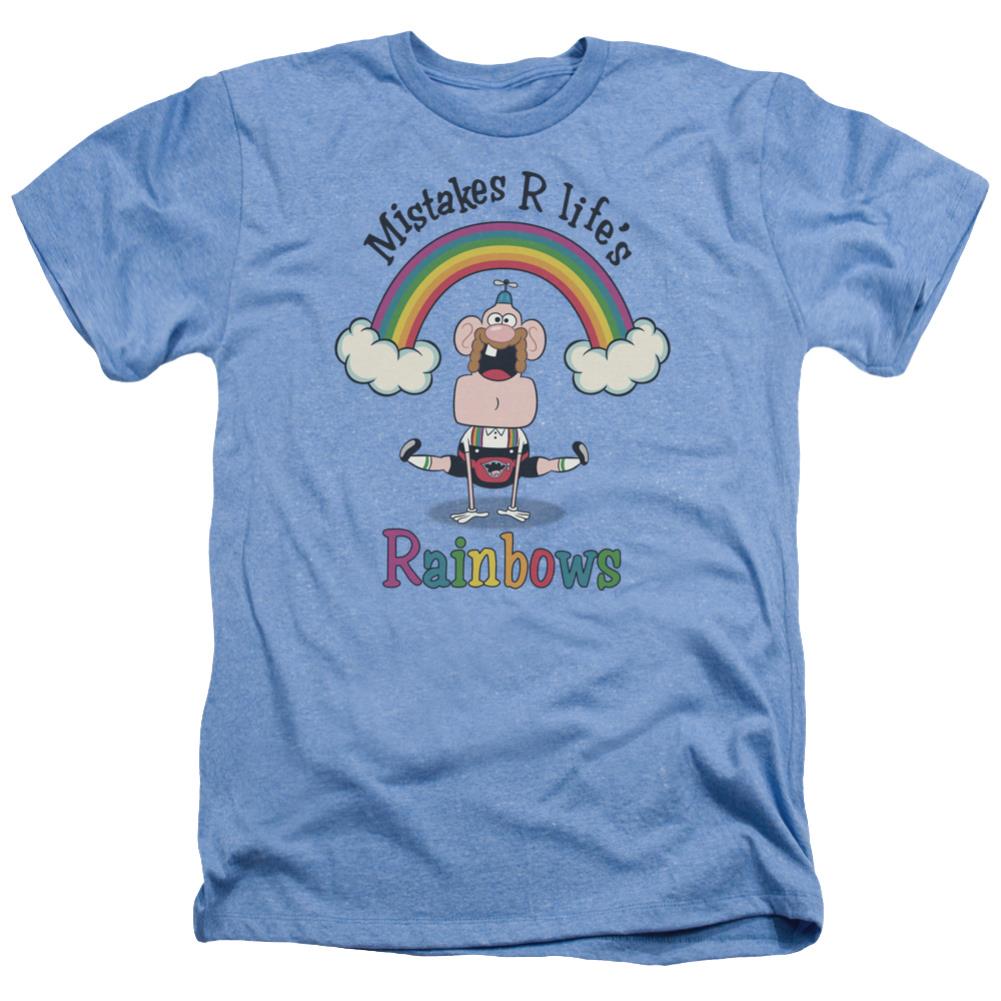 Uncle Grandpa Lifes Rainbows Men's 30/1 Heather 60 40 Poly Short-Sleeve T-Shirt