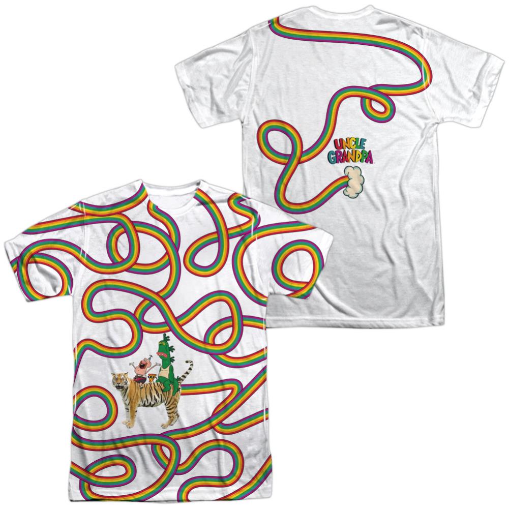Uncle Grandpa Rainbows (Front/Back Print) Men's Regular Fit Polyester Short-Sleeve T-Shirt