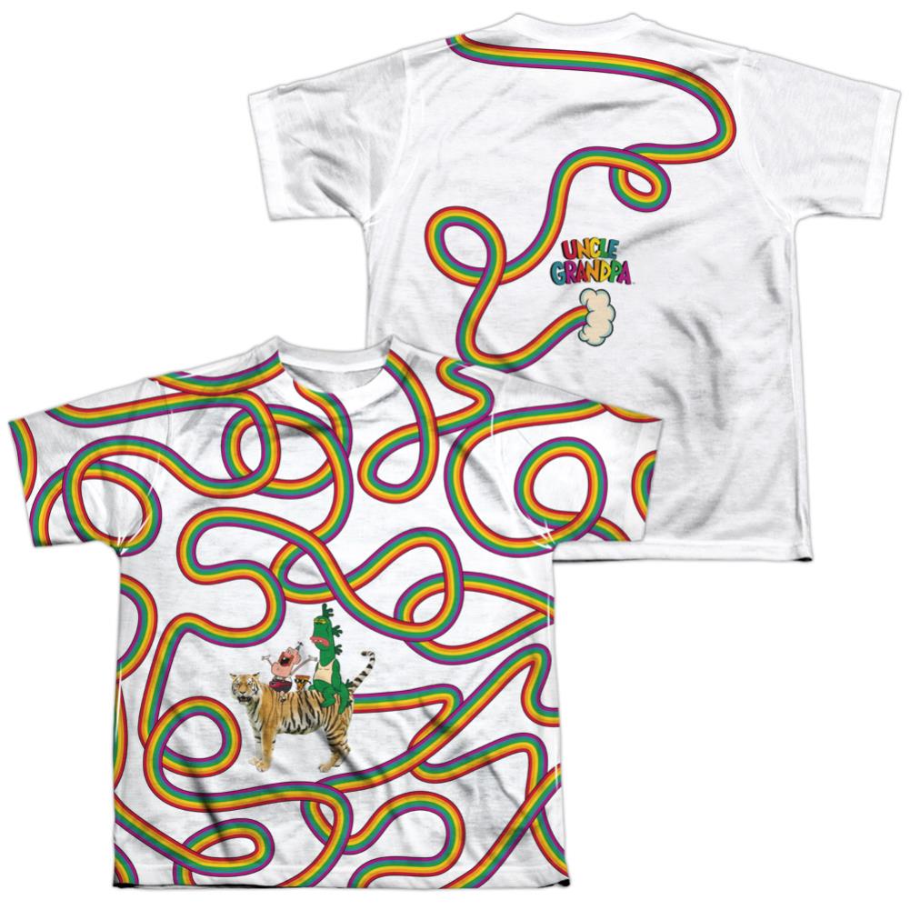 Uncle Grandpa Rainbows (Front/Back Print) Youth Regular Fit Poly Short-Sleeve T-Shirt