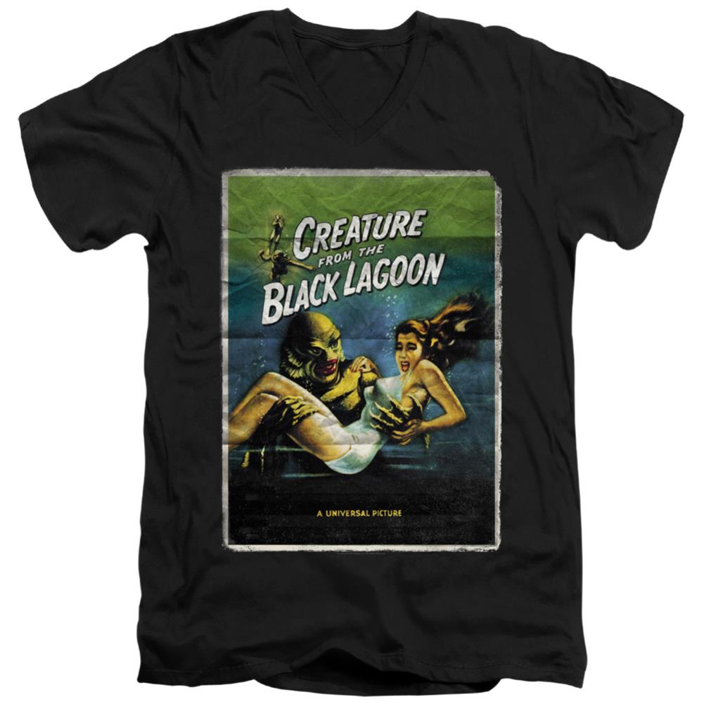 Universal Monsters Creature One Sheet Men's 30/1 Cotton Slim V-Neck T-Shirt