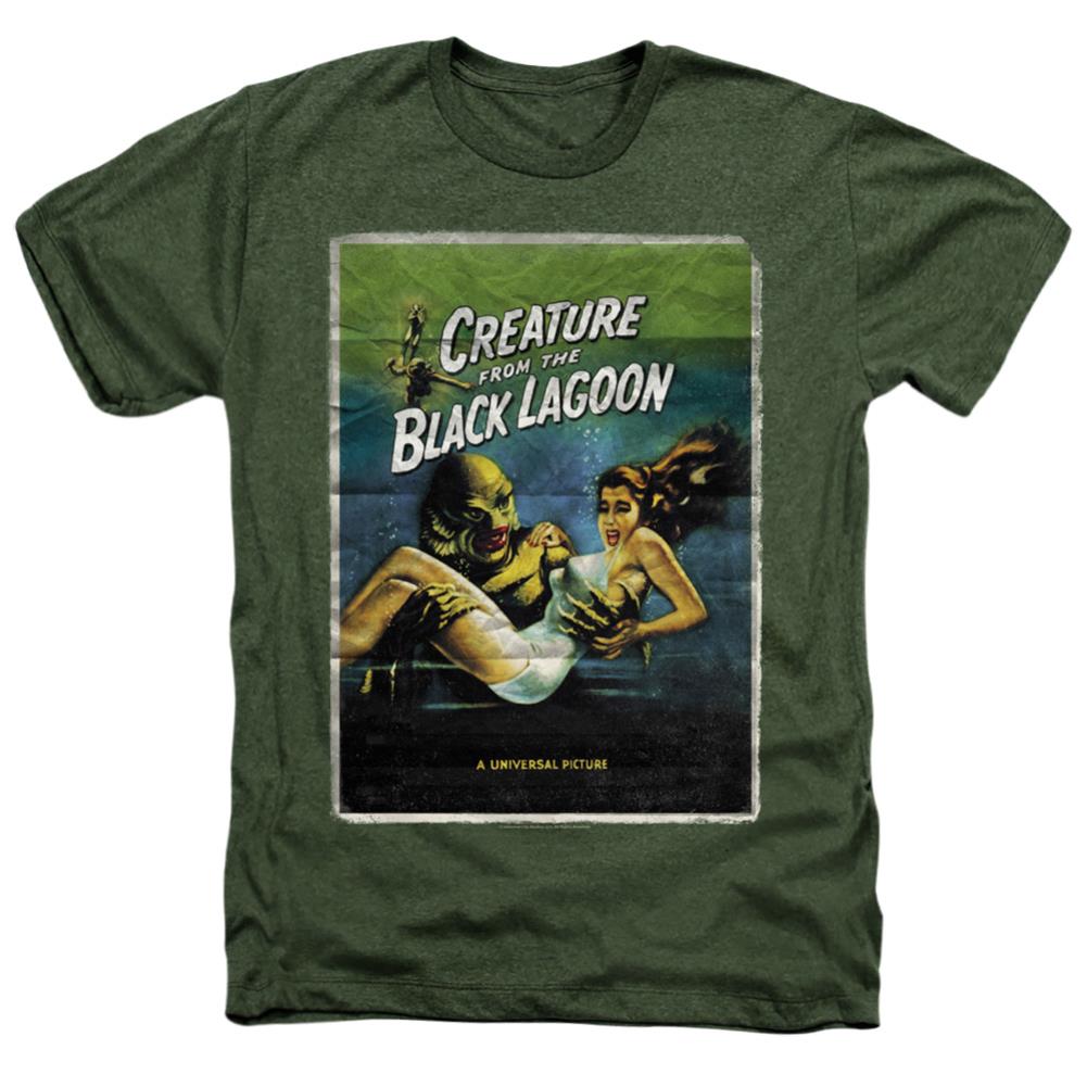 Universal Monsters Creature One Sheet Men's 30/1 Heather 60 40 Poly Short-Sleeve T-Shirt