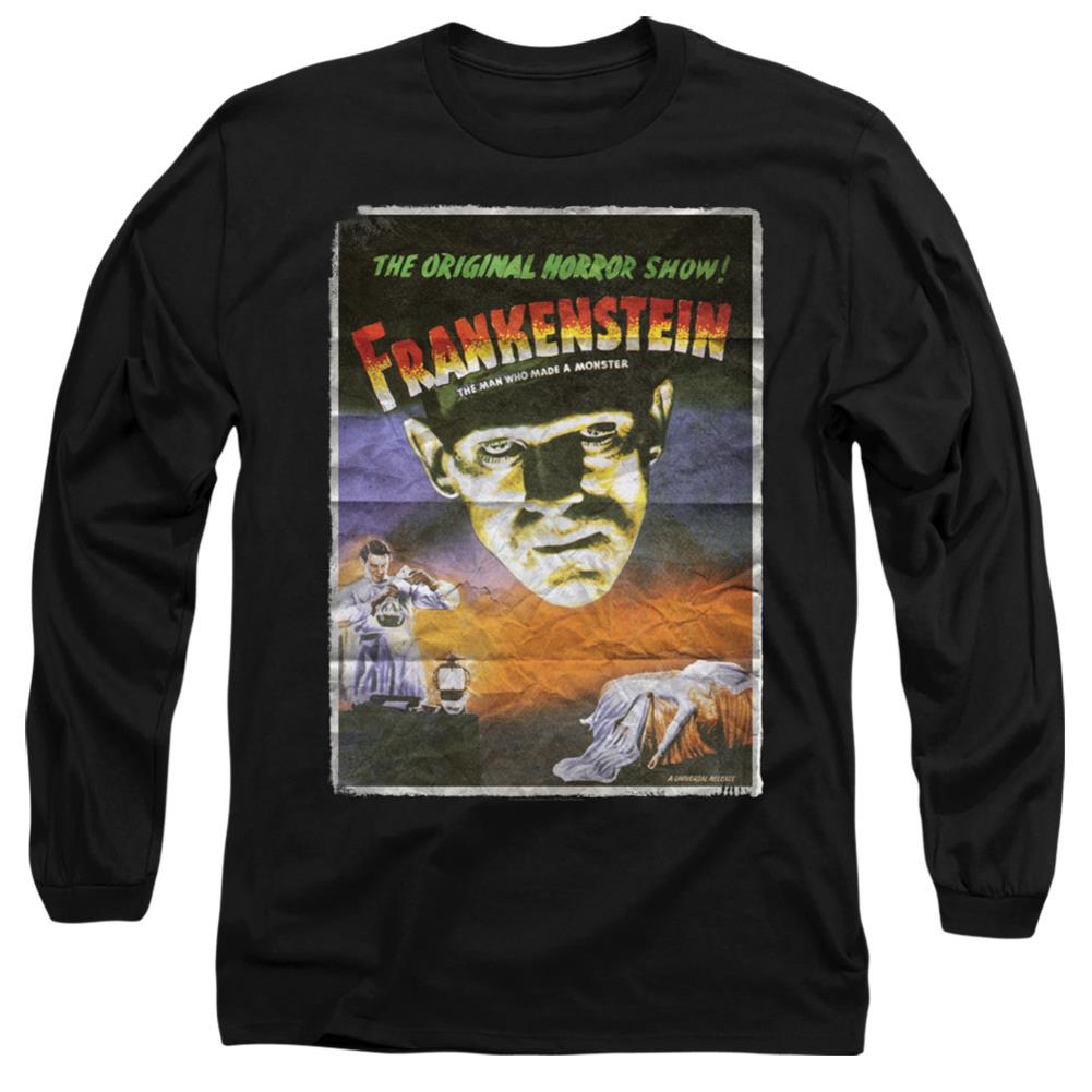 Universal Monsters Frankenstein One Sheet Men's 18/1 Cotton Long-Sleeve T-Shirt