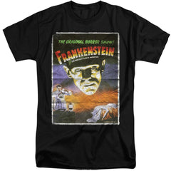 Universal Monsters Frankenstein One Sheet Men's 18/1 Tall Cotton Short-Sleeve T-Shirt