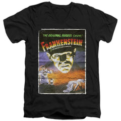 Universal Monsters Frankenstein One Sheet Men's 30/1 Cotton Slim V-Neck T-Shirt
