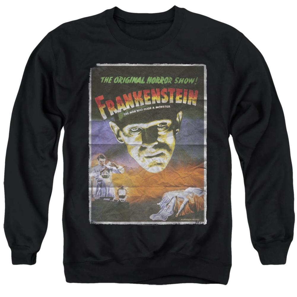 Universal Monsters Frankenstein One Sheet Men's Crewneck 50 50 Poly Long-Sleeve T-Shirt