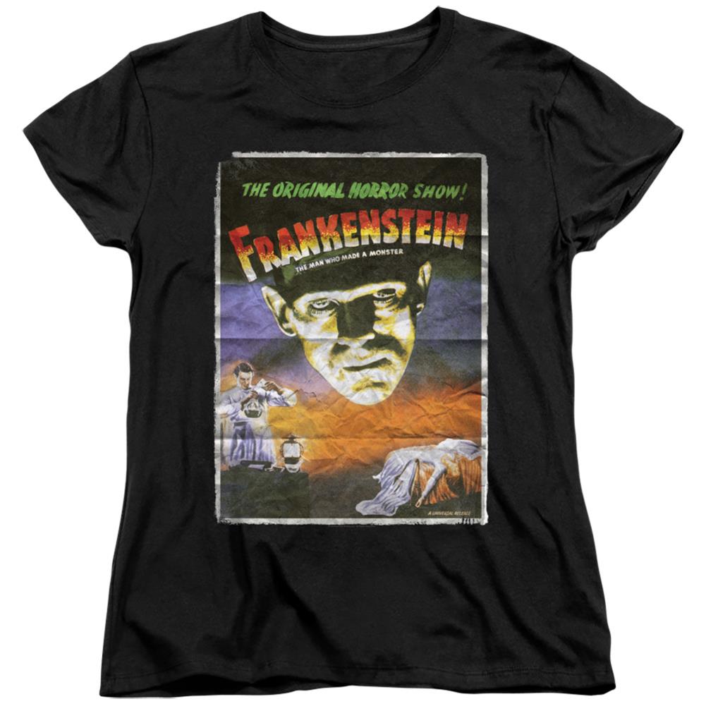 Universal Monsters Frankenstein One Sheet Women's 18/1 Cotton Short-Sleeve T-Shirt