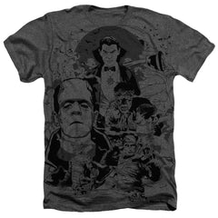 Universal Monsters Monster Pile Men's 30/1 Cotton Poly SS Heather T