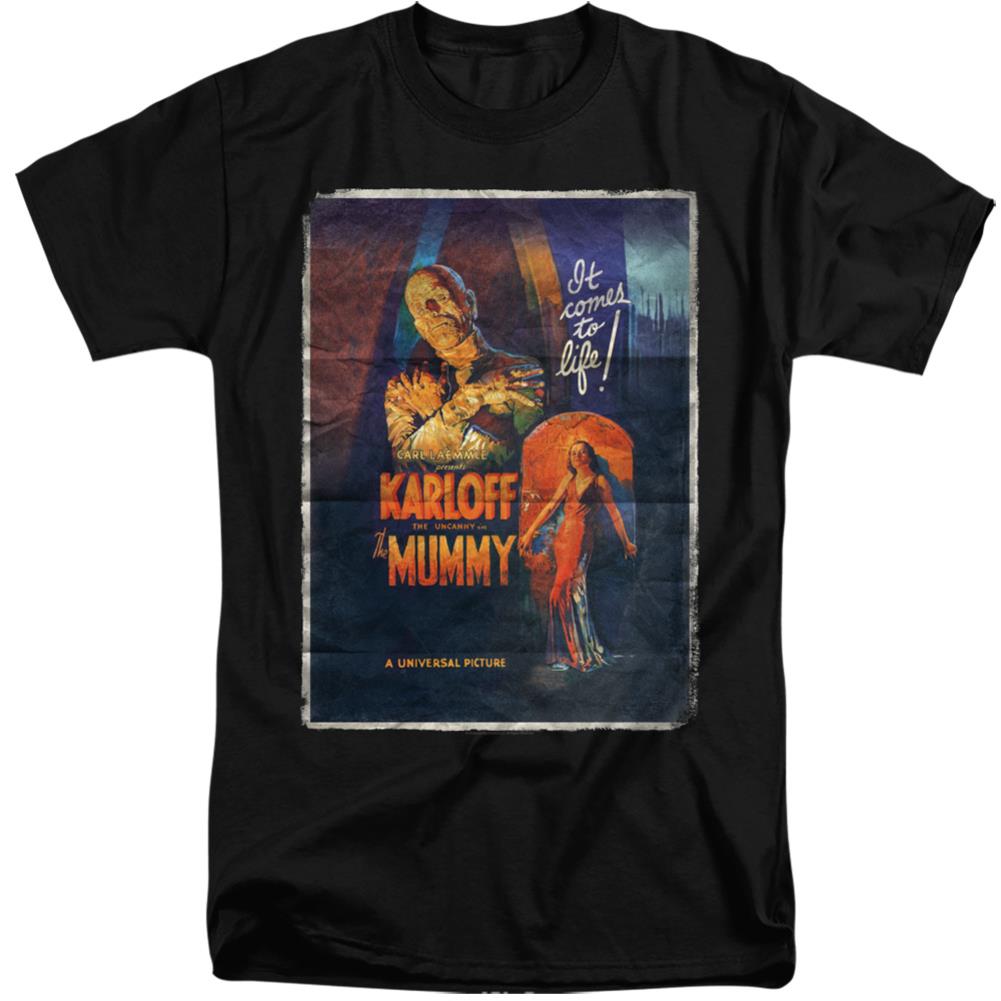 Universal Monsters Mummy One Sheet Men's 18/1 Tall Cotton Short-Sleeve T-Shirt