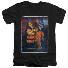 Universal Monsters Mummy One Sheet Men's 30/1 Cotton Slim V-Neck T-Shirt