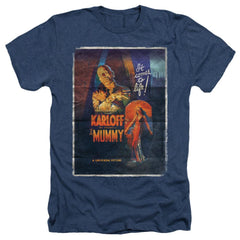 Universal Monsters Mummy One Sheet Men's 30/1 Heather 60 40 Poly Short-Sleeve T-Shirt