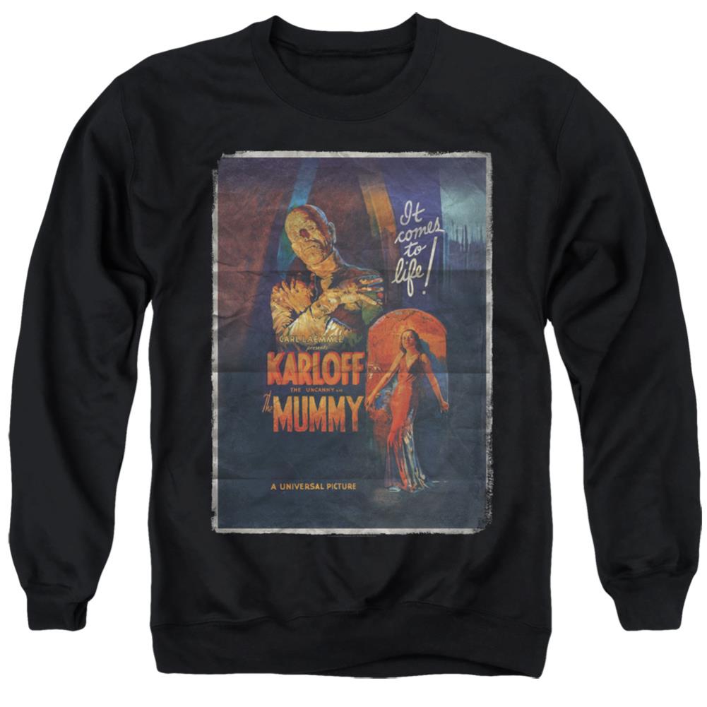 Universal Monsters Mummy One Sheet Men's Crewneck 50 50 Poly Long-Sleeve T-Shirt