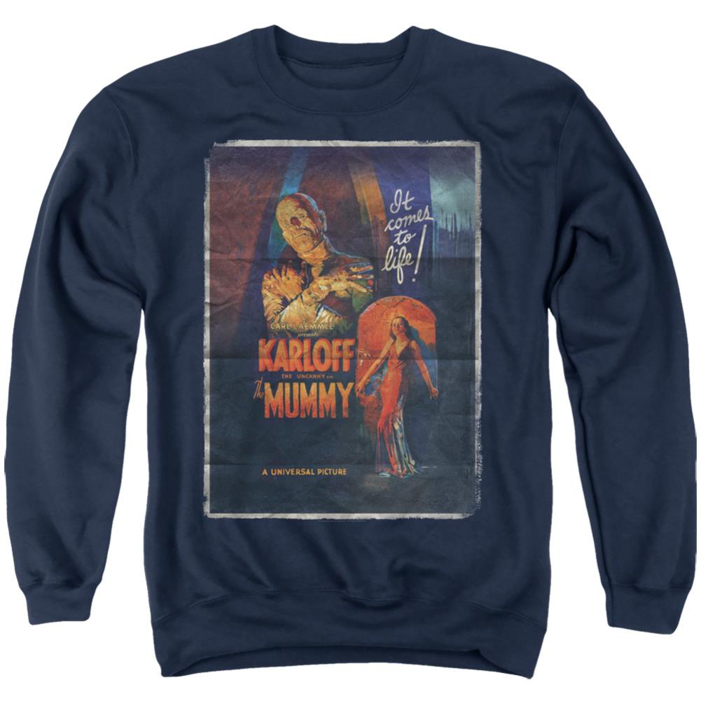 Universal Monsters Mummy One Sheet Men's Crewneck 50 50 Poly Long-Sleeve T-Shirt