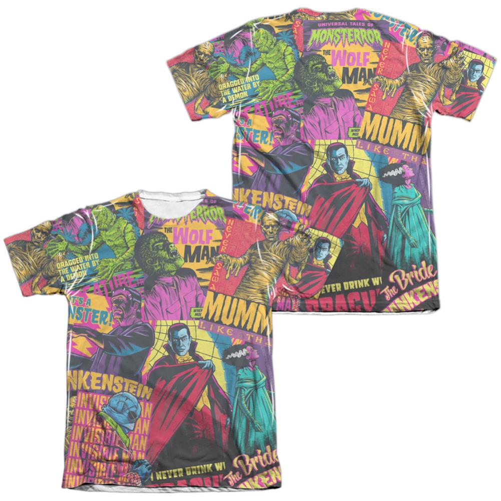 Universal Monsters Poster Mash (Front/Back Print) Men's Regular Fit Poly Cotton Short-Sleeve T-Shirt