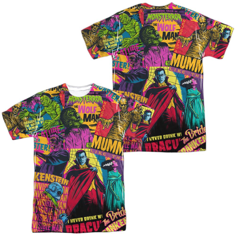 Universal Monsters Poster Mash (Front/Back Print) Men's Regular Fit Polyester Short-Sleeve T-Shirt
