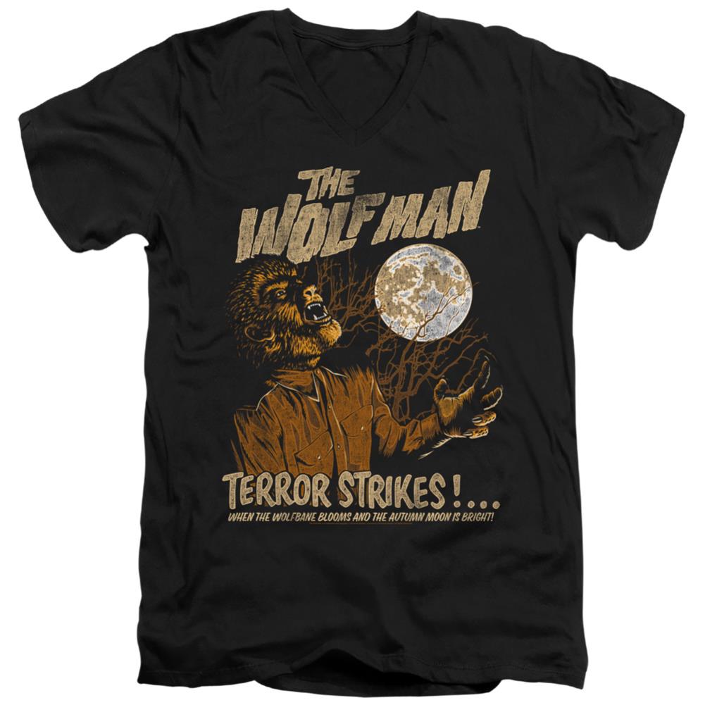 Universal Monsters Terror Strikes Men's 30/1 Cotton Slim V-Neck T-Shirt