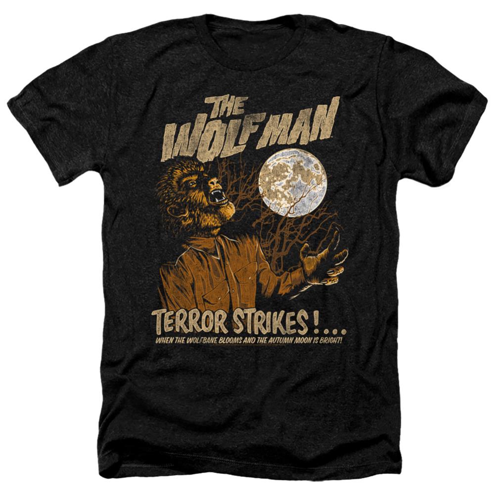 Universal Monsters Terror Strikes Men's 30/1 Heather 60 40 Poly Short-Sleeve T-Shirt