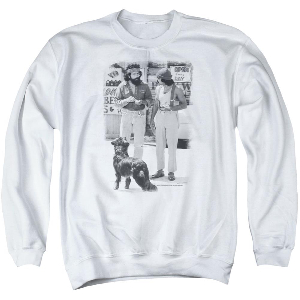 Up In Smoke Cheech Chong Dog Men's Crewneck 50 50 Poly Long-Sleeve T-Shirt