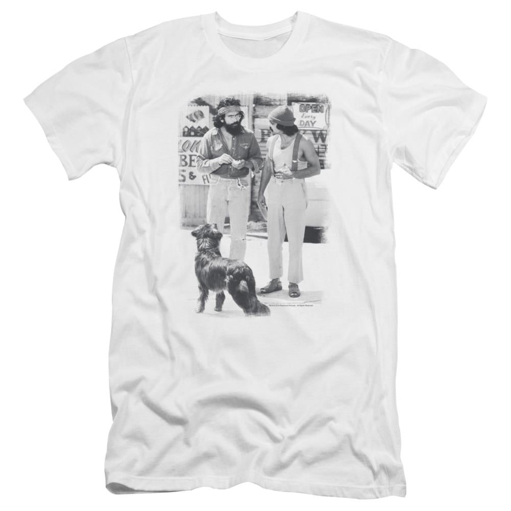 Up In Smoke Cheech Chong Dog Men's Ultra-Soft 30/1 Cotton Slim Short-Sleeve T-Shirt
