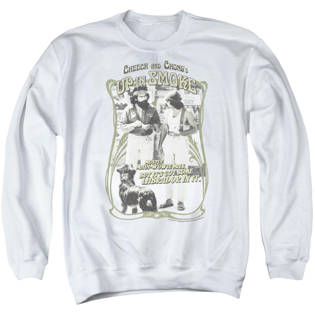 Up In Smoke Labrador Men's Crewneck 50 50 Poly Long-Sleeve T-Shirt