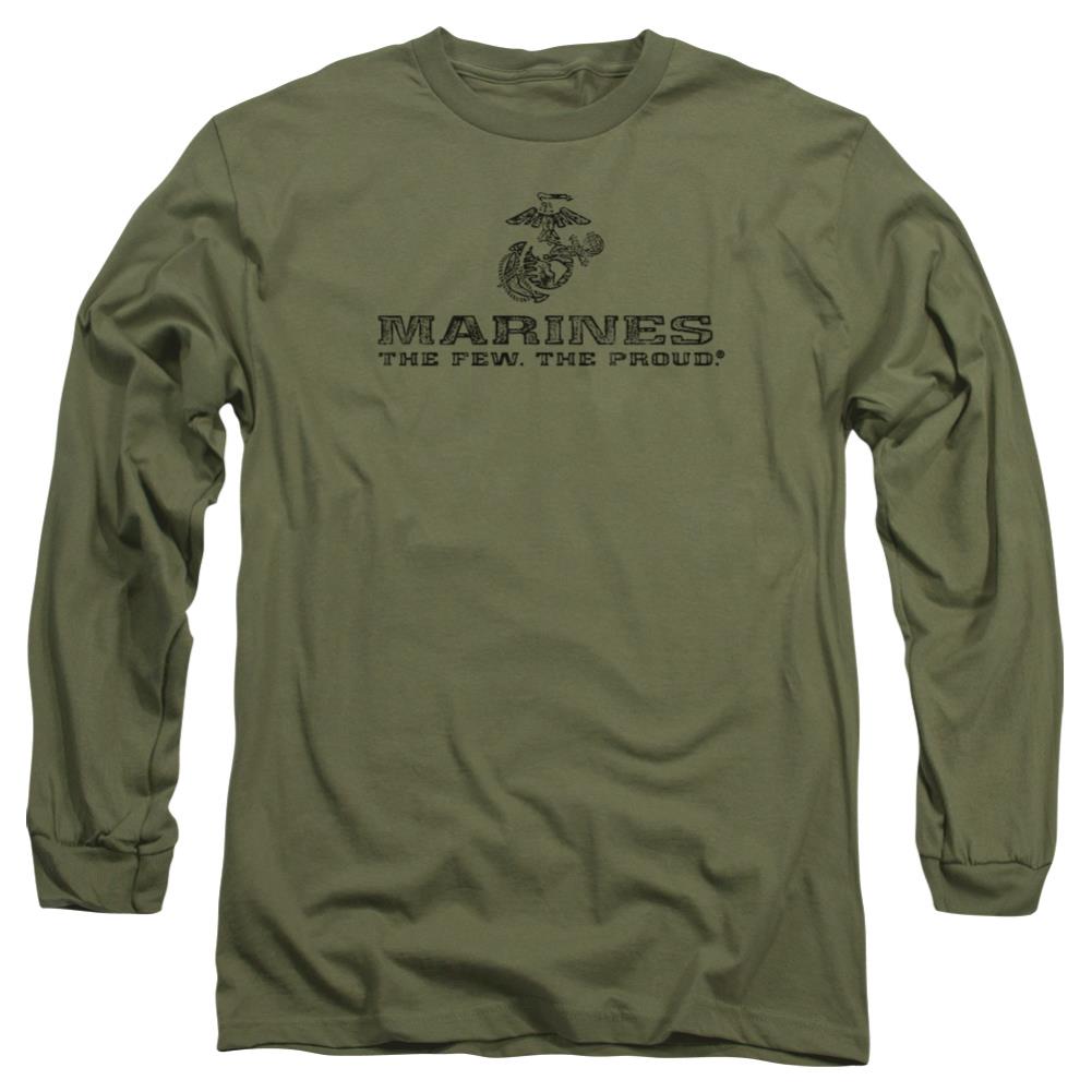 US Marine Corps Distressed Logo Men's 18/1 Cotton Long-Sleeve T-Shirt