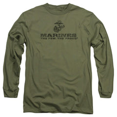 US Marine Corps Distressed Logo Men's 18/1 Cotton Long-Sleeve T-Shirt