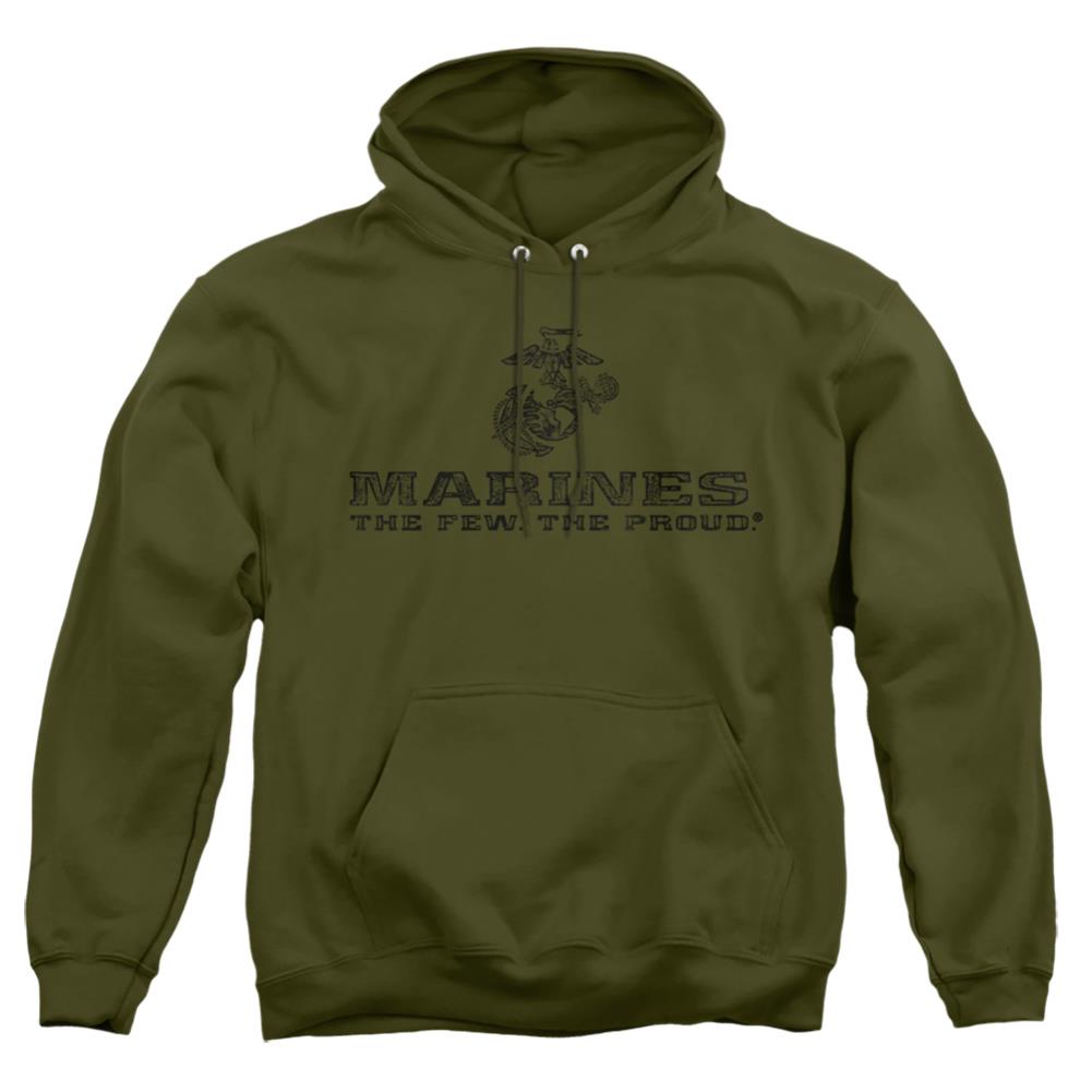 US Marine Corps Distressed Logo Men's Pull-Over 75 25 Poly Hoodie