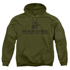 US Marine Corps Distressed Logo Men's Pull-Over 75 25 Poly Hoodie