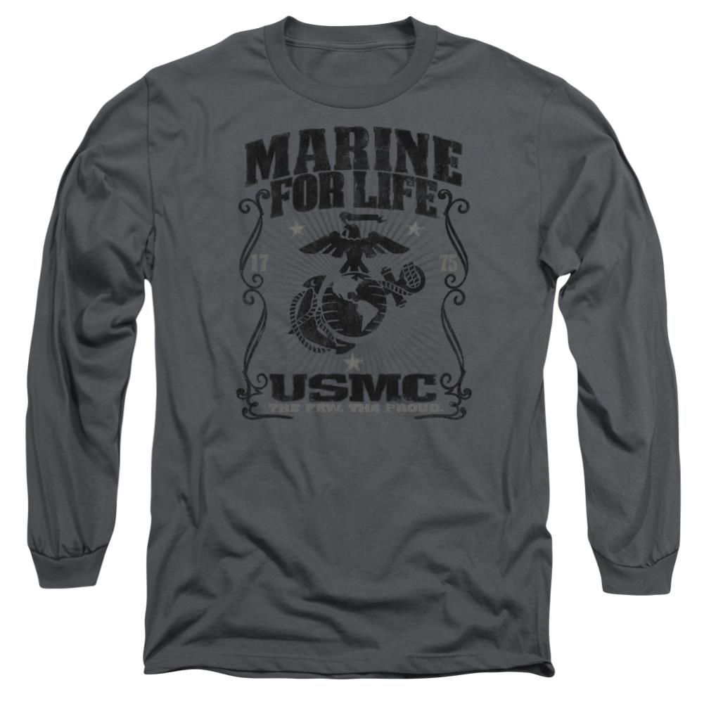 US Marine Corps For Life Men's 18/1 Cotton Long-Sleeve T-Shirt