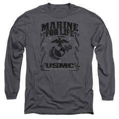 US Marine Corps For Life Men's 18/1 Cotton Long-Sleeve T-Shirt