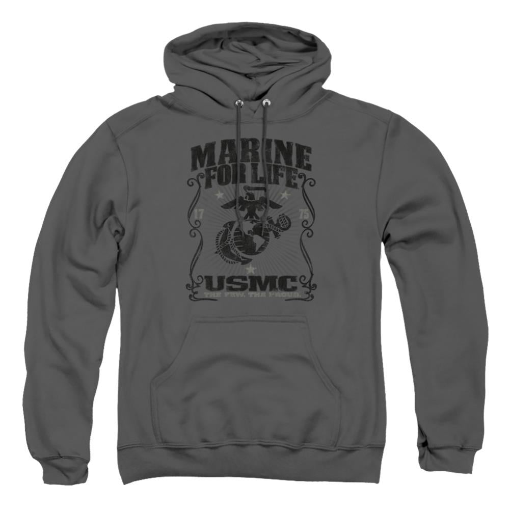 US Marine Corps For Life Men's Pull-Over 75 25 Poly Hoodie