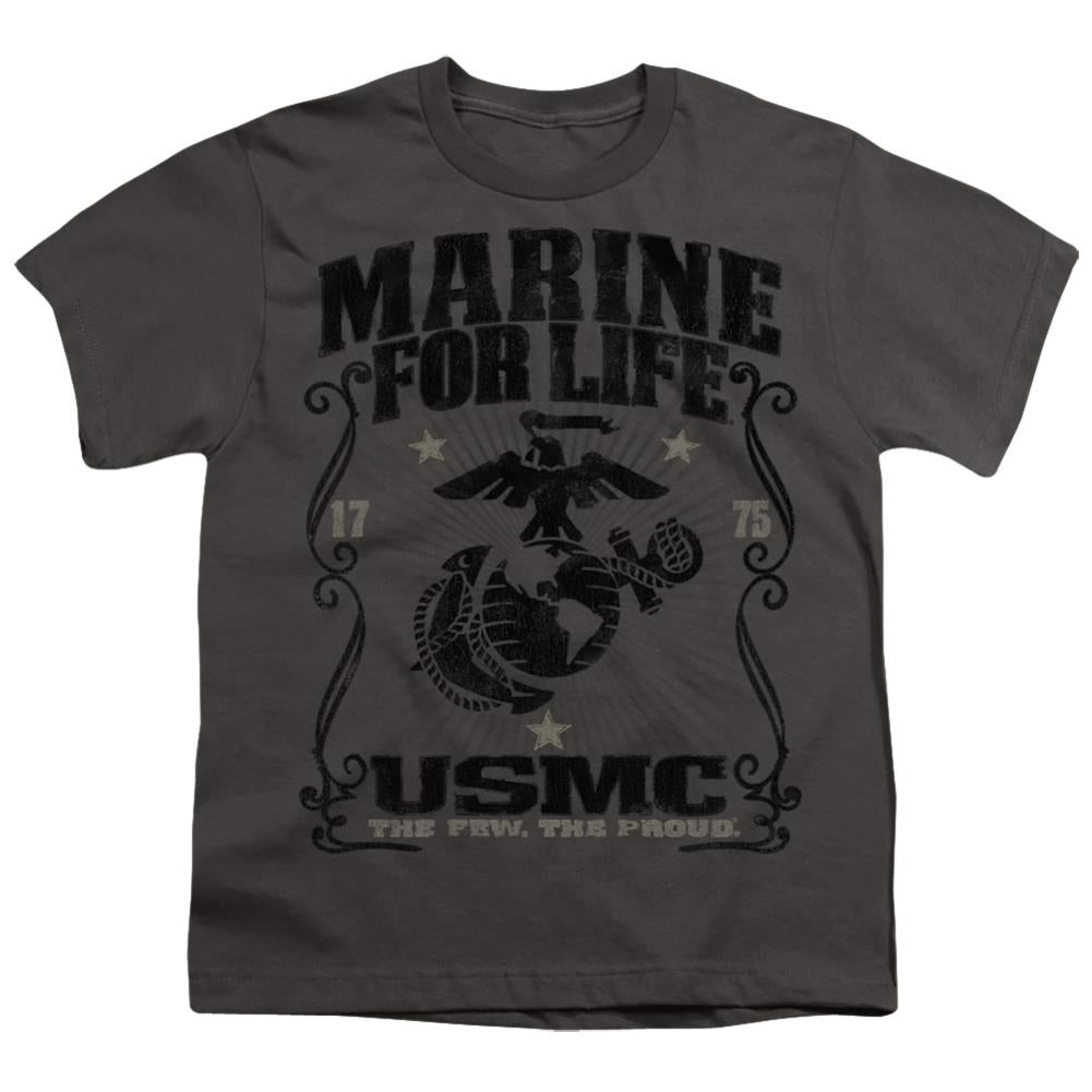 US Marine Corps For Life Youth 18/1 100% Cotton Short-Sleeve T-Shirt