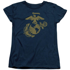 US Marine Corps Gold Emblem Women's 18/1 Cotton Short-Sleeve T-Shirt