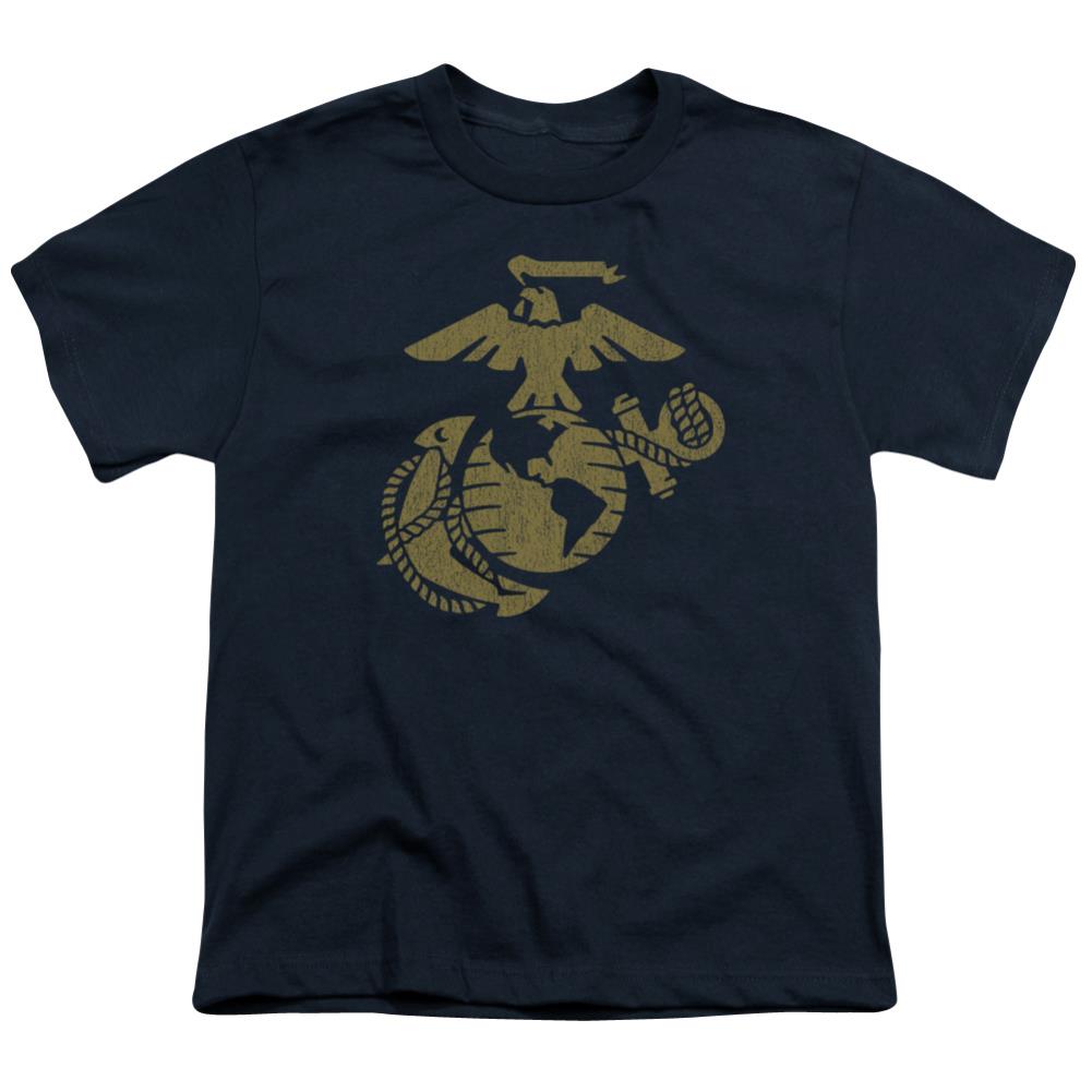 US Marine Corps Gold Emblem Youth 18/1 100% Cotton Short-Sleeve T-Shirt