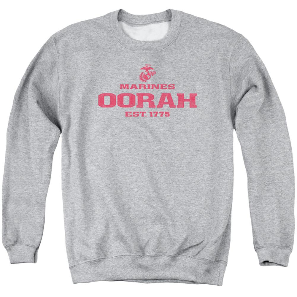 US Marine Corps Oorah Men's Crewneck 50 50 Poly Long-Sleeve T-Shirt