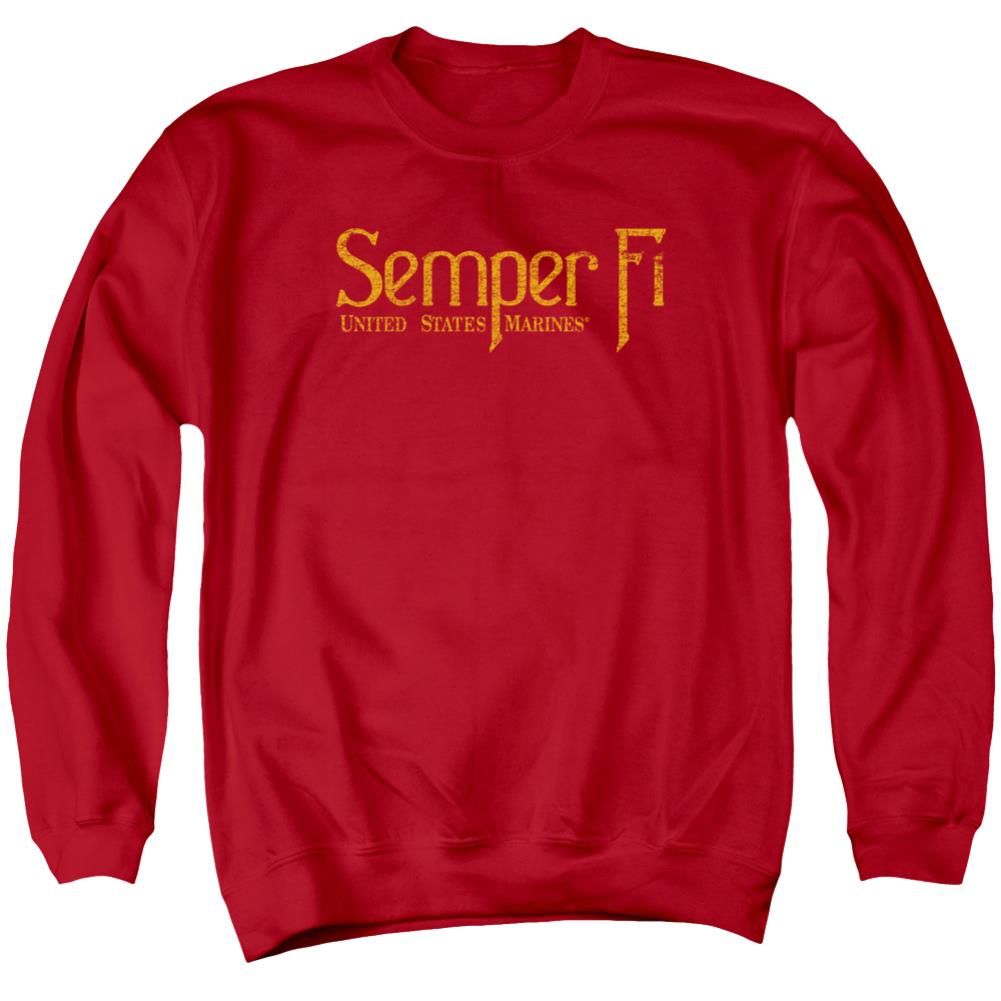 US Marine Corps Semper Fi Men's Crewneck 50 50 Poly Long-Sleeve T-Shirt