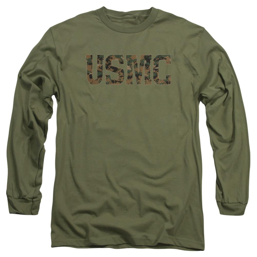 US Marine Corps Usmc Camo Fill Men's 18/1 Cotton Long-Sleeve T-Shirt