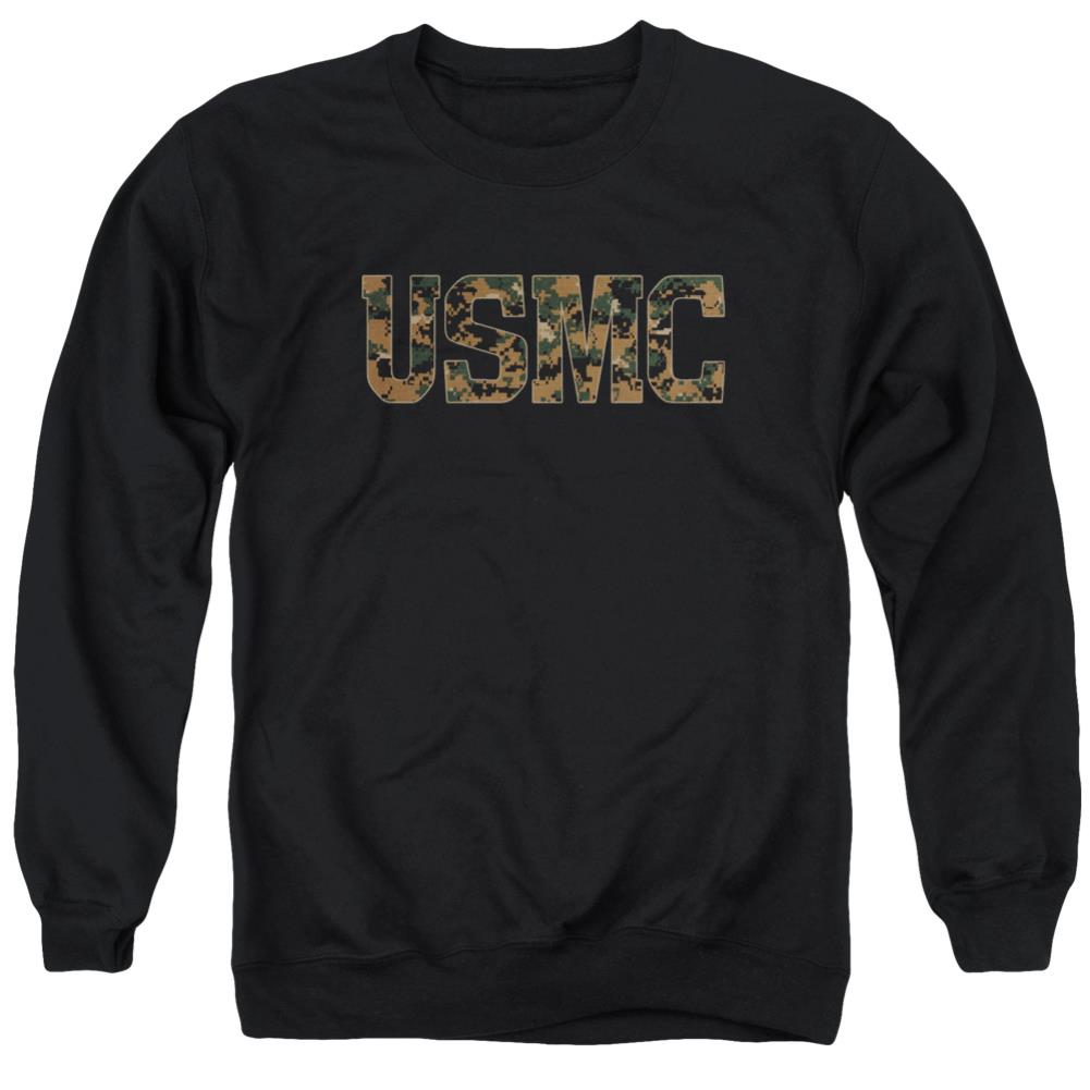 US Marine Corps Usmc Camo Fill Men's Crewneck 50 50 Poly Long-Sleeve T-Shirt