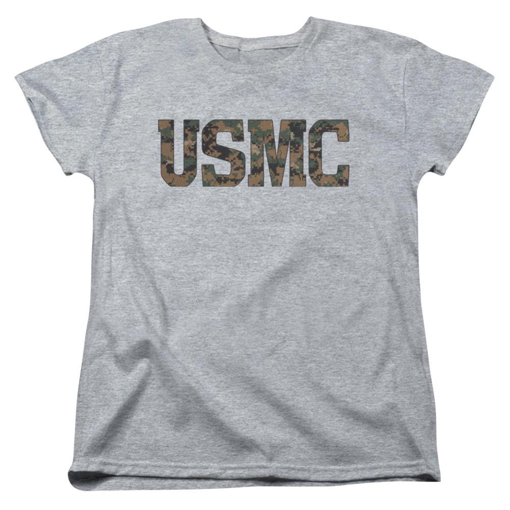 US Marine Corps Usmc Camo Fill Women's 18/1 Cotton Short-Sleeve T-Shirt