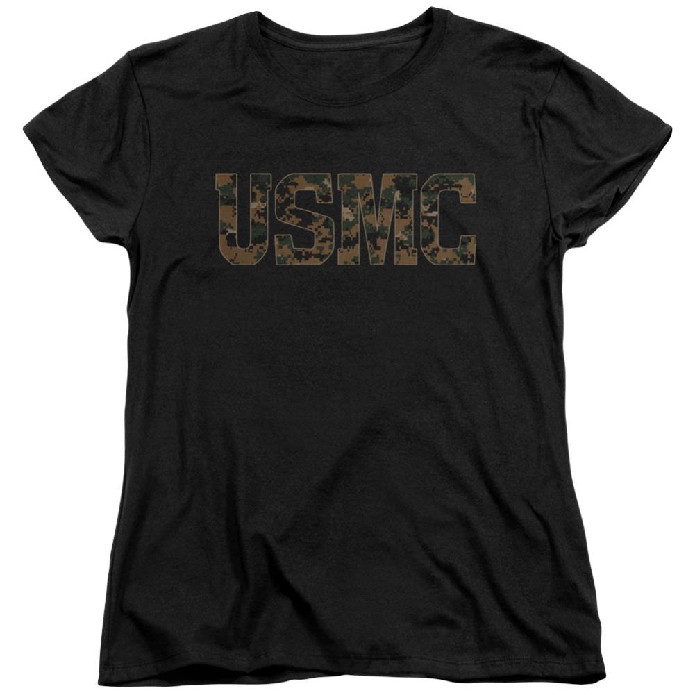 US Marine Corps Usmc Camo Fill Women's 18/1 Cotton Short-Sleeve T-Shirt
