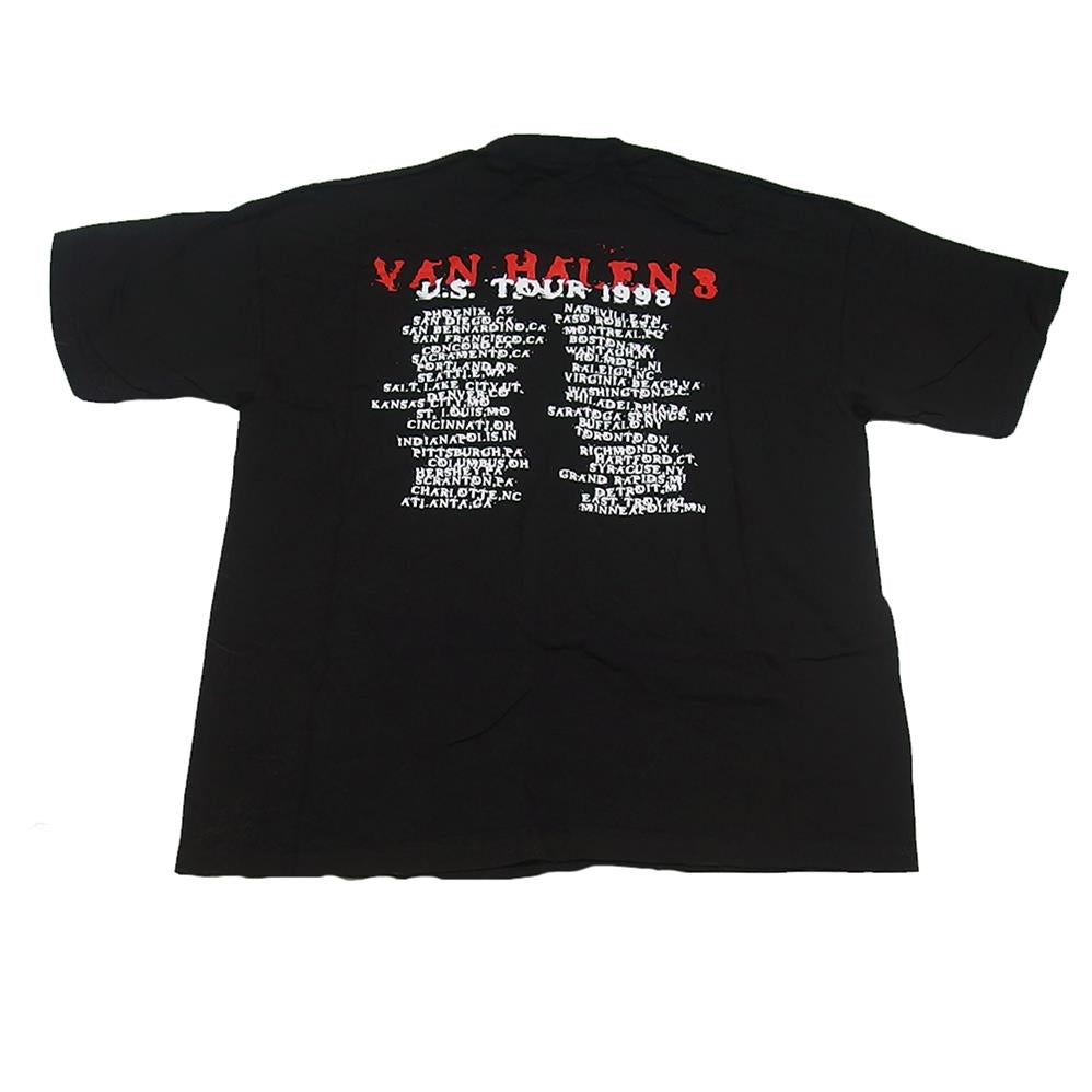 Van Halen Men's 1998 3 Tour Red Band Photo Black T-Shirt