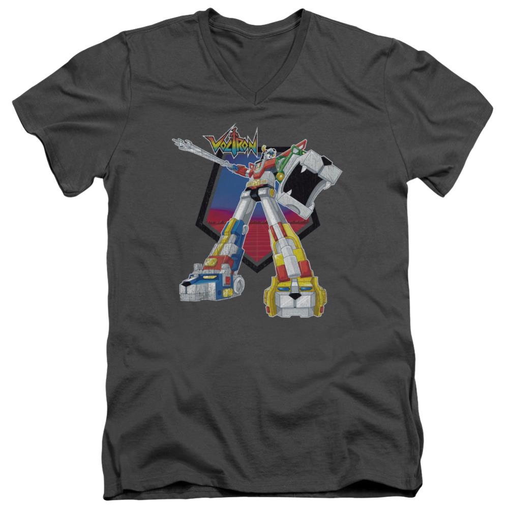 Voltron Blazing Sword Men's 30/1 Cotton Slim V-Neck T-Shirt