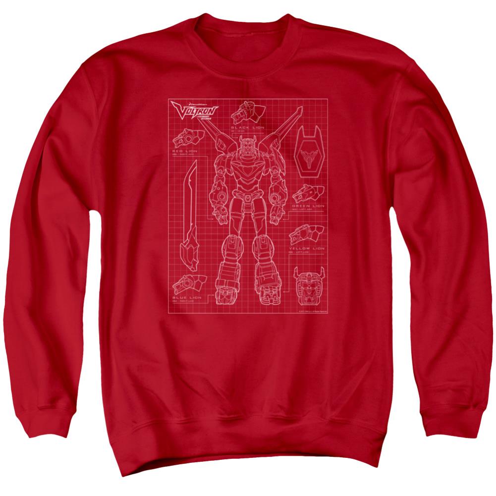 Voltron Voltron Schematic Men's Crewneck 50 50 Poly Long-Sleeve T-Shirt
