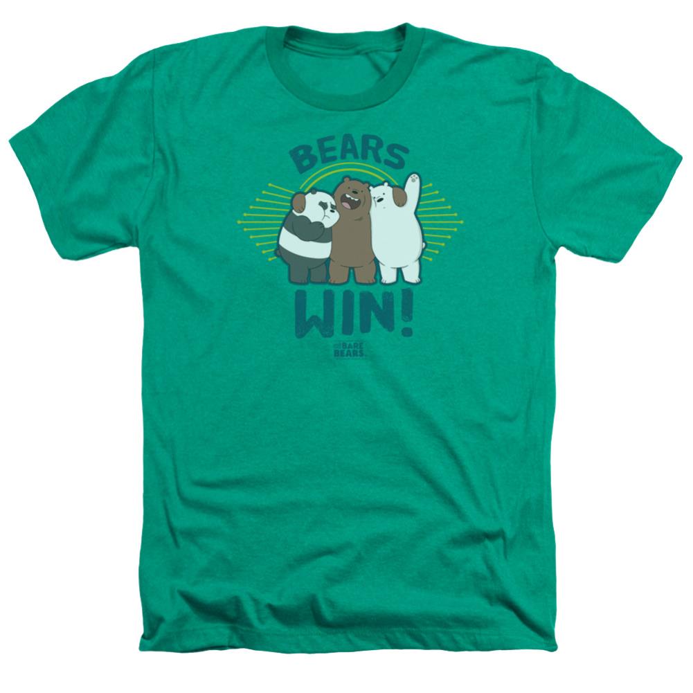We Bare Bears Bears Win Men's 30/1 Heather 60 40 Poly Short-Sleeve T-Shirt