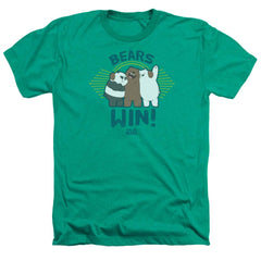 We Bare Bears Bears Win Men's 30/1 Heather 60 40 Poly Short-Sleeve T-Shirt