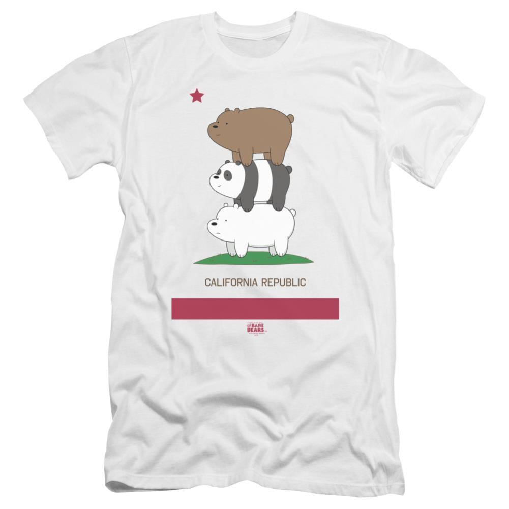 We Bare Bears Cali Stack Men's Ultra-Soft 30/1 Cotton Slim Short-Sleeve T-Shirt