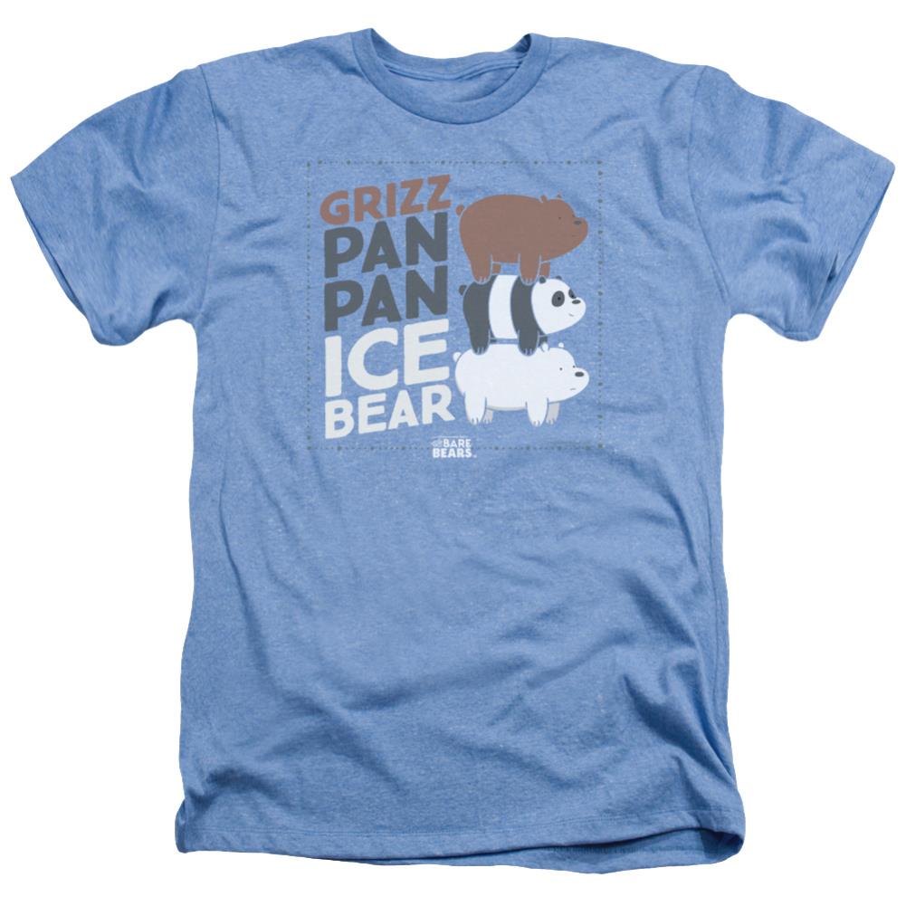 We Bare Bears Grizz Pan Pan Ice Bear Men's 30/1 Heather 60 40 Poly Short-Sleeve T-Shirt